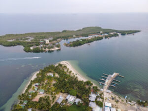Aerial of Placencia Village looking towards Placencia Caye